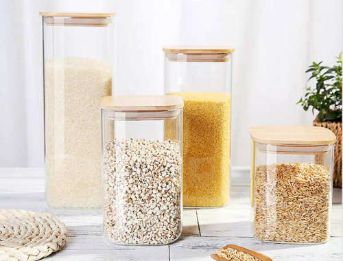 3pcs square glass storage container Coffee&bean glass container Storage jar